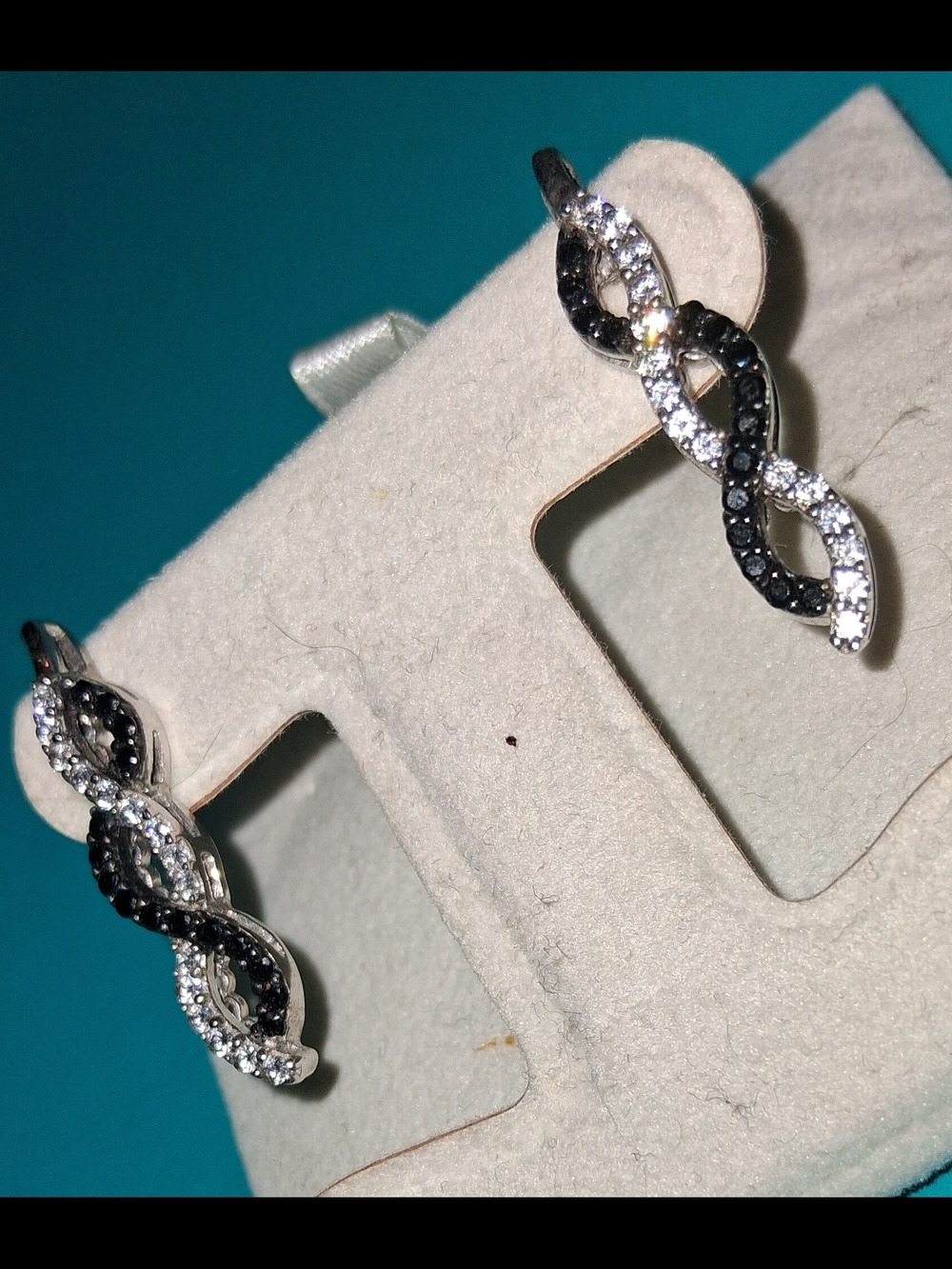 Kay Jewelers 1/6 ct tw Black White Diamond Braid Wave Dangle Earrings 925